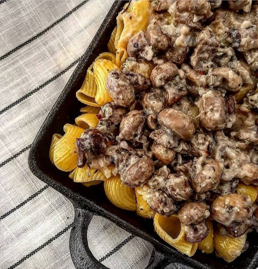 Těstoviny s houbami a mascarpone